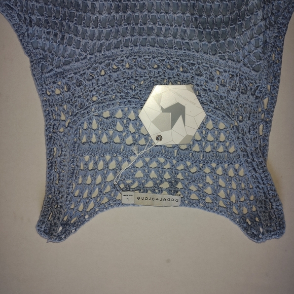 NWT Paper Crane Blue Crochet  Dress Lined  Elastic Waist| Size Large BOHO CHIC - Picture 3 of 4